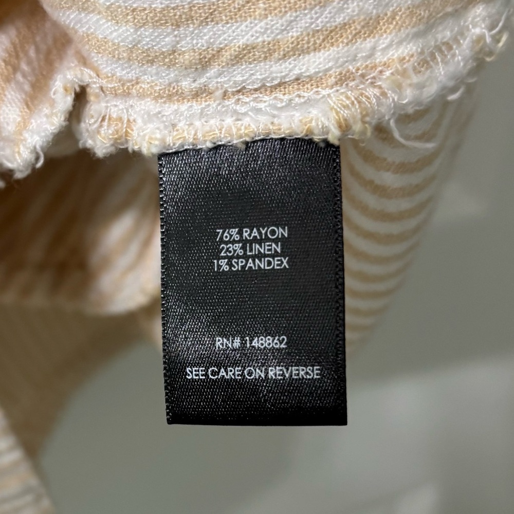 Torrid Tan and White Stripe Linen Blend Overall size 3 - Picture 4 of 11